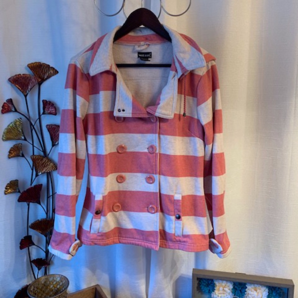 Wet Seal Button Fleece Jacket with Hood, XL